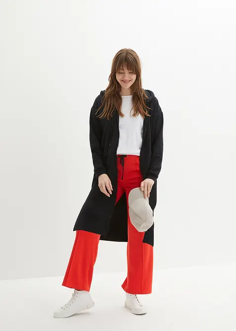 Long gilet zippé en molleton, base fendue sur les côtés, bonprix