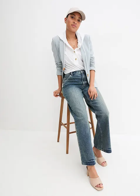 Jean large taille haute, peu extensible, bonprix