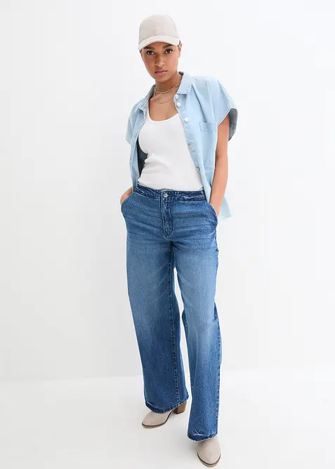 Kurze Boxy-Jeansbluse, bonprix