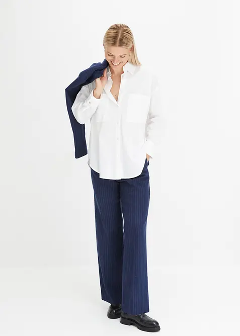 Oversize-Hemdbluse aus reiner Baumwolle, bonprix