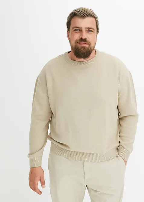 Rundhalspullover aus weichem Baumwollmix, Loose Fit, bonprix