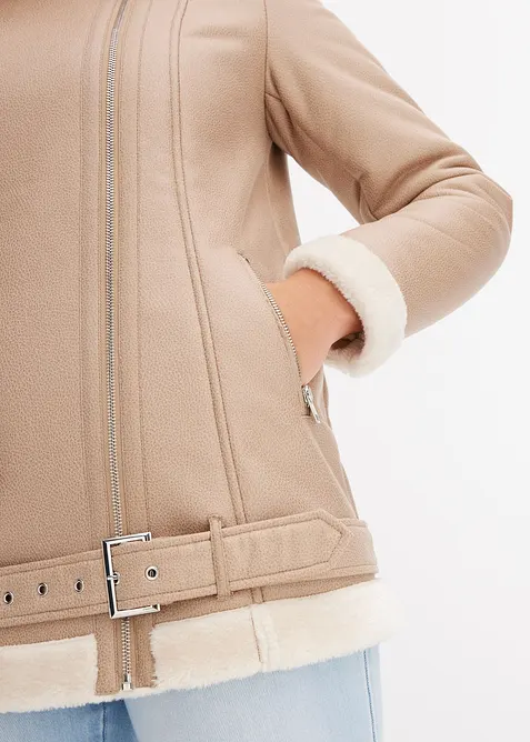 Biker-Jacke aus Lammfellimitat, bonprix