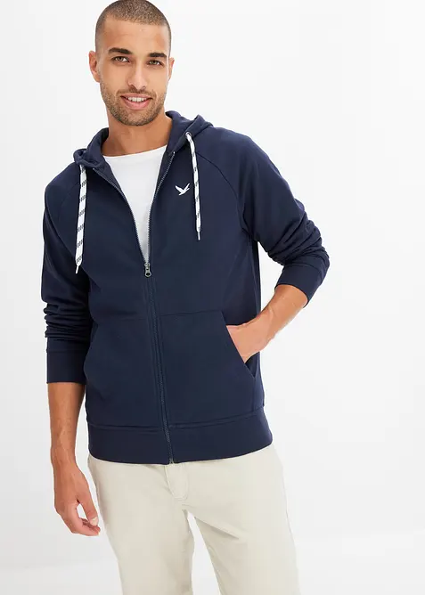 Sweat zippé à capuche et détails contrastés, bonprix