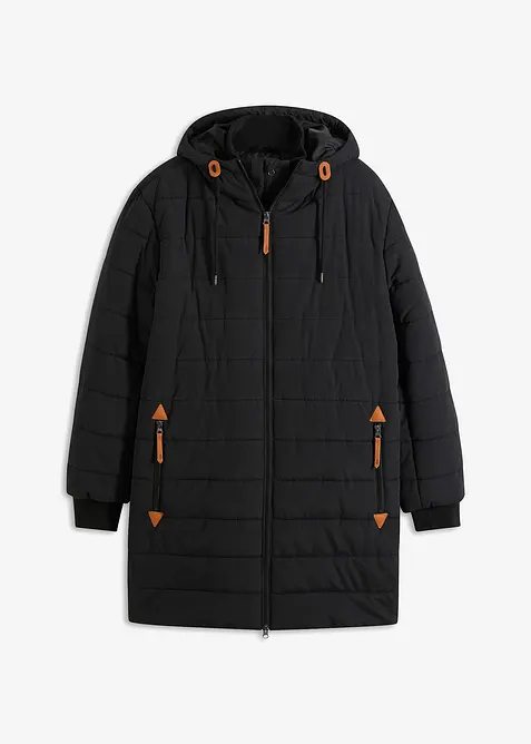 wattierter Stepp-Parka mit Kapuze und Lederimitat-Details, bonprix