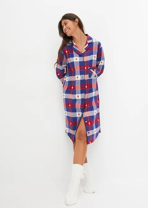 Chemise de nuit tissée avec patte de boutonnage, bonprix