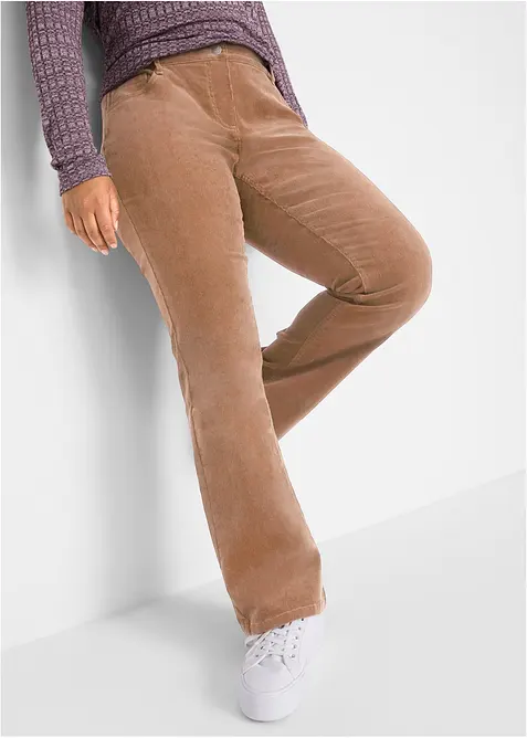 Pantalon bootcut en velours c&ocirc;tel&eacute; extensible, bonprix
