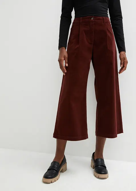 Jupe-culotte en velours côtelé stretch avec taille haute confortable, longueur 7/8, bonprix