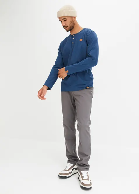 Lot de 2 T-shirts manches longues col tunisien 100% coton, bonprix