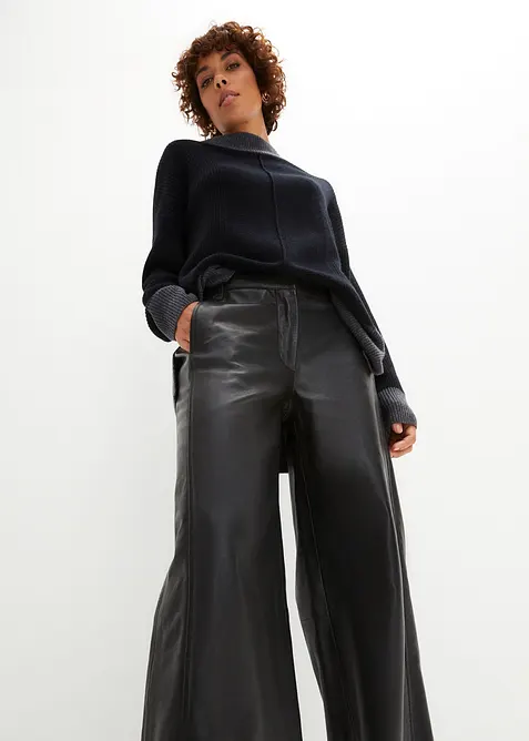 Pantalon large en cuir d&rsquo;agneau nappa, bonprix
