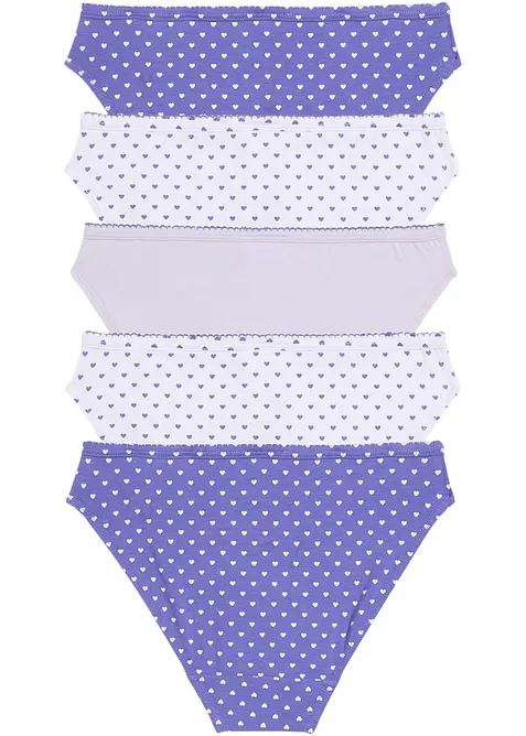 Lot de 5 slips coton avec nœud en satin, bonprix