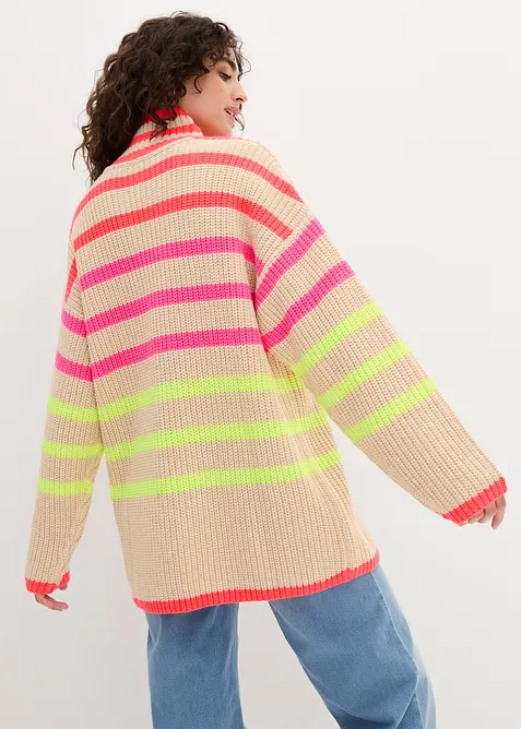 Pull oversize à rayures fluo, bonprix
