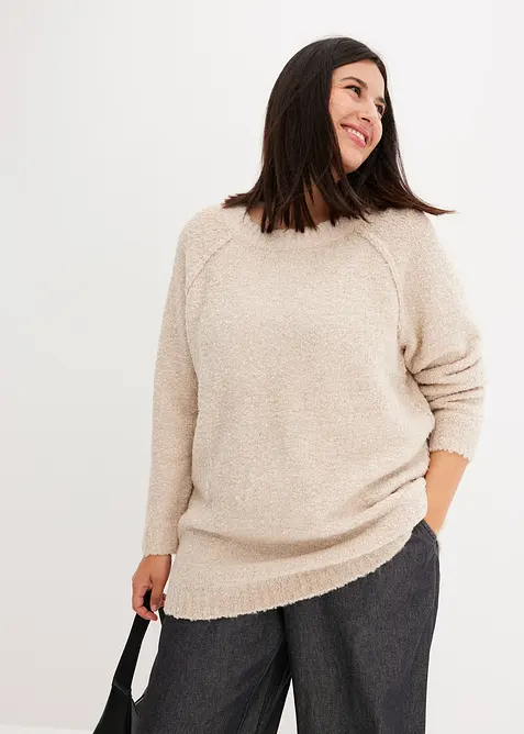Grobstrick-Pullover aus Teddygarn, bonprix
