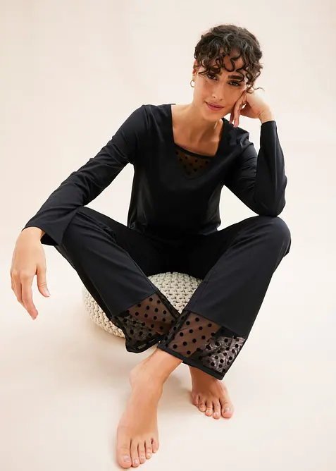 Pyjama avec empiècement mesh, bonprix