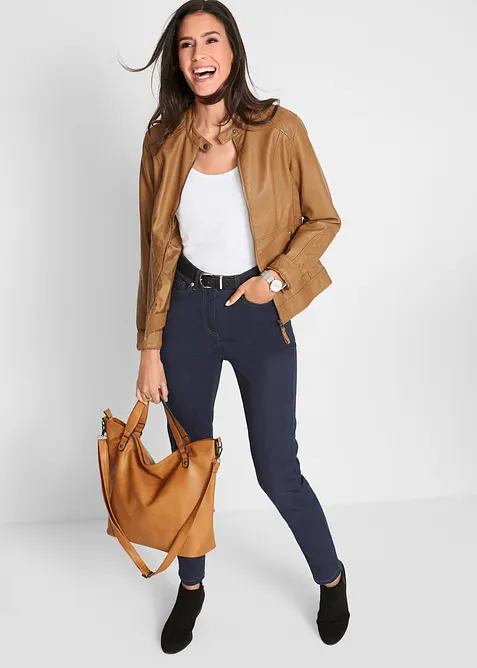 Pantalon slim taille mi-haute &eacute;lastiqu&eacute;e, bonprix