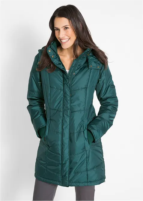 Doudoune longue à col montant et capuche, bonprix