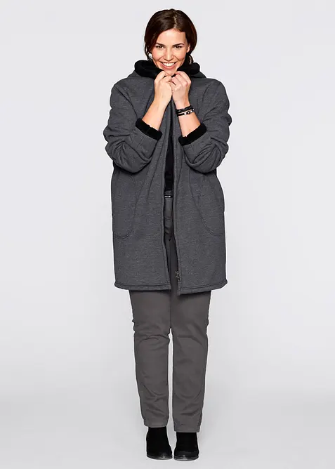 Sweat zippé à capuche avec polaire peluche, bonprix