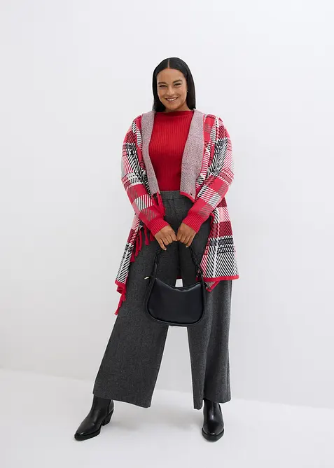 Longstrickjacke mit Fransen, bonprix