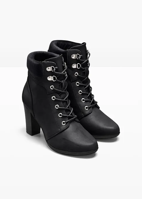 Bottines à lacets et talon haut, bonprix