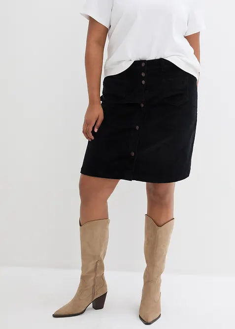 Stretch-Cordrock mit Knopfleiste, bonprix