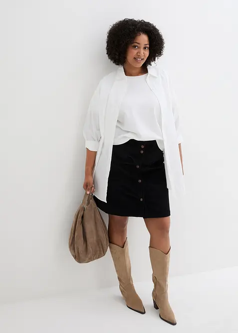 Stretch-Cordrock mit Knopfleiste, bonprix