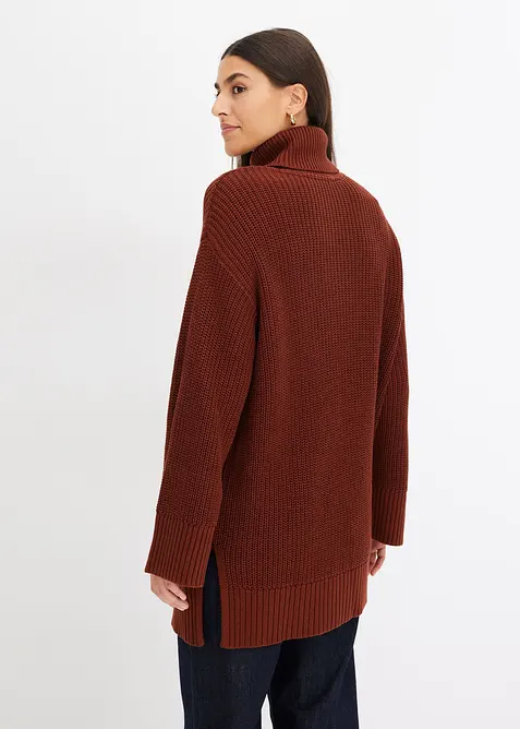 Pull col roulé oversize en coton mélangé, bonprix