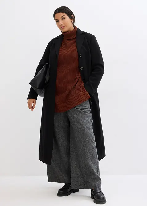 Oversize-Rollkragenpullover aus Baumwoll-Mix, bonprix
