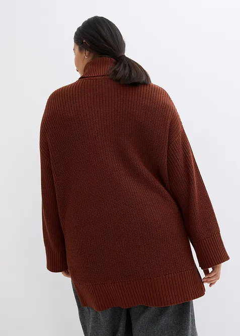 Oversize-Rollkragenpullover aus Baumwoll-Mix, bonprix