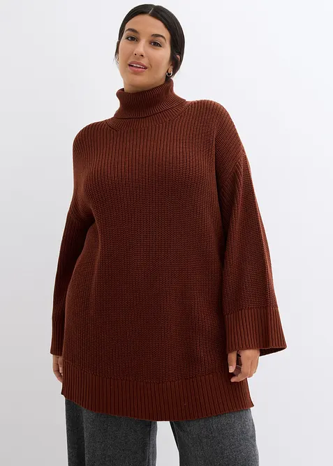 Oversize-Rollkragenpullover aus Baumwoll-Mix, bonprix