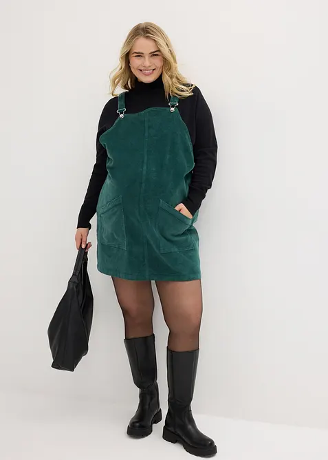 Umstands-Latzkleid aus Baumwoll-Cord mit Stretch, bonprix