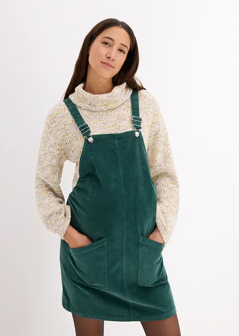 Umstands-Latzkleid aus Baumwoll-Cord mit Stretch, bonprix