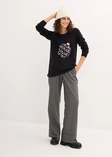 Weihnachtspullover mit Wendepailletten, bonprix