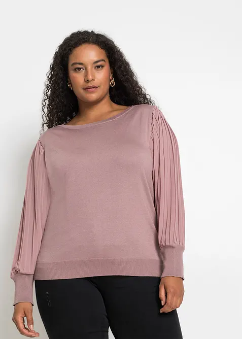 Pull à manches plissées, bonprix