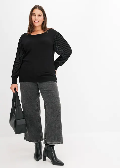 Pull à manches plissées, bonprix