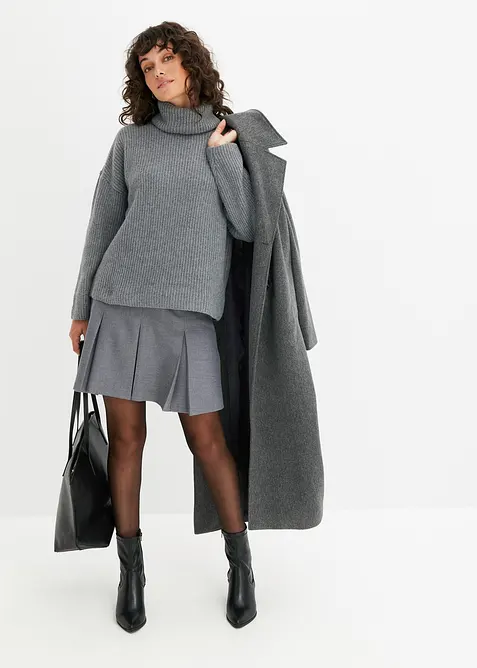 Pull col roul&eacute; en maille c&ocirc;tel&eacute;e, bonprix