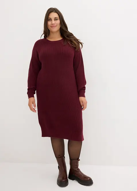 Robe oversize en maille côtelée, bonprix
