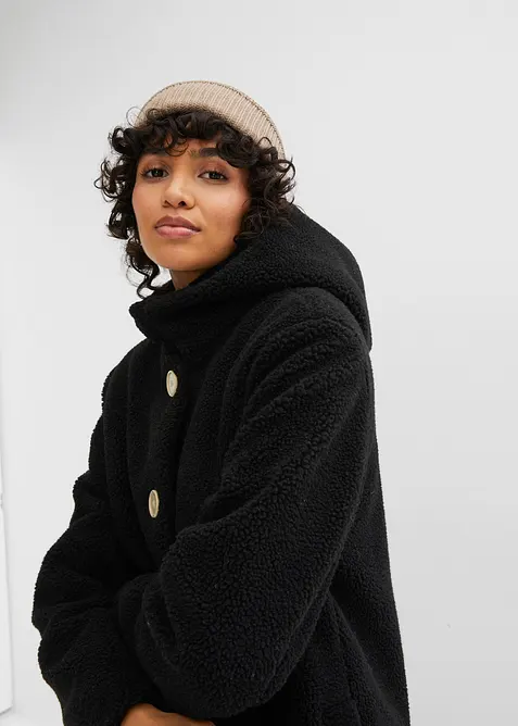 Teddymantel mit Kapuze und Taschen, bonprix