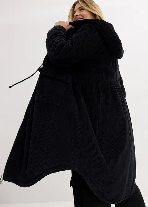 Cord-Mantel mit Teddy-Fleece Kapuze aus reiner Baumwolle, bonprix