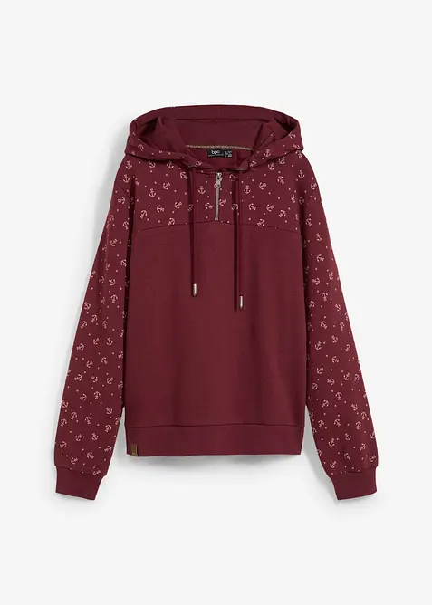 Sweat à capuche et col zippé, 100% coton, bonprix