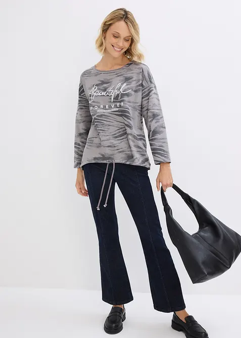 T-shirt manches longues en coton extensible, bonprix