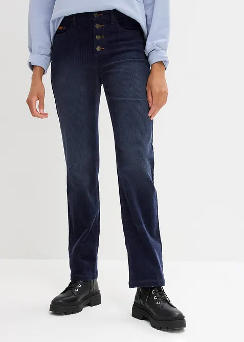Pantalon droit en velours côtelé extensible, bonprix