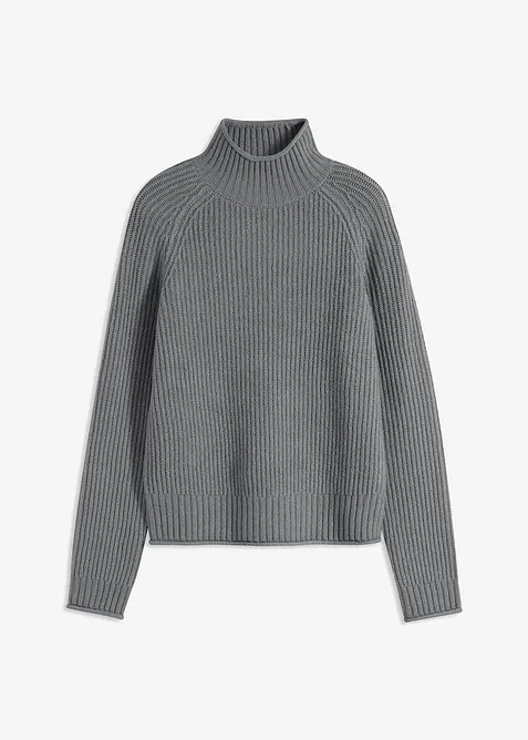 Pull en maille &agrave; col montant, bonprix