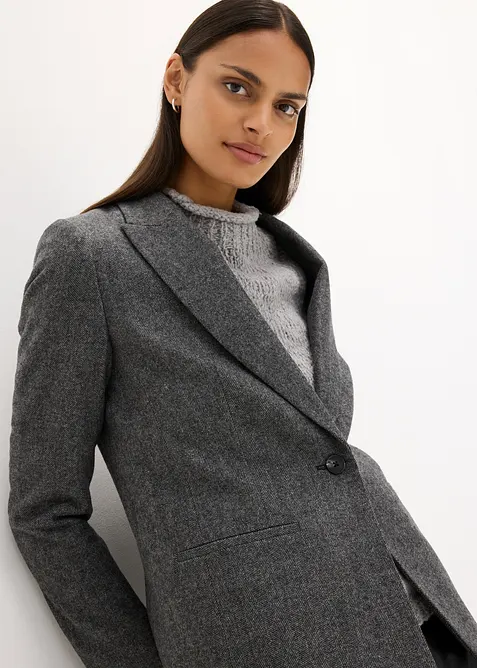 Blazer &agrave; motif chevrons, laine majoritaire, bonprix