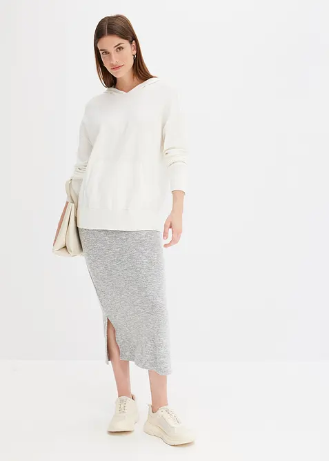 Sweat en maille &agrave; capuche et poche kangourou, bonprix