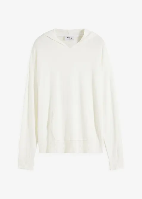 Sweat en maille &agrave; capuche et poche kangourou, bonprix