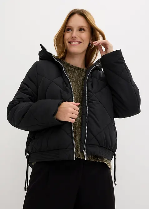 Kurze Steppjacke mit Futter in Kontrastfarbe, bonprix