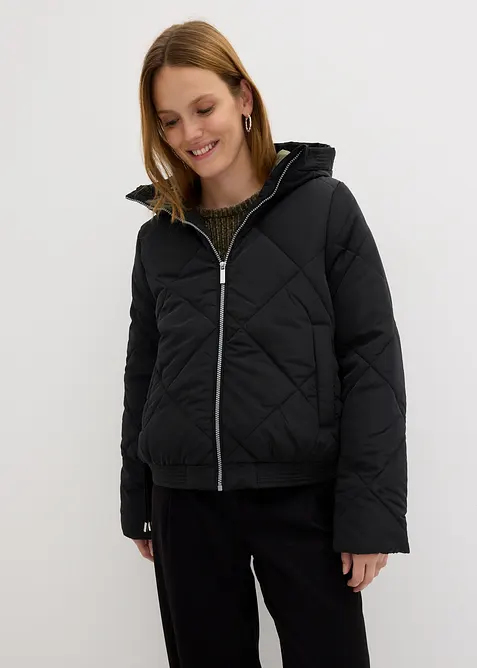 Kurze Steppjacke mit Futter in Kontrastfarbe, bonprix