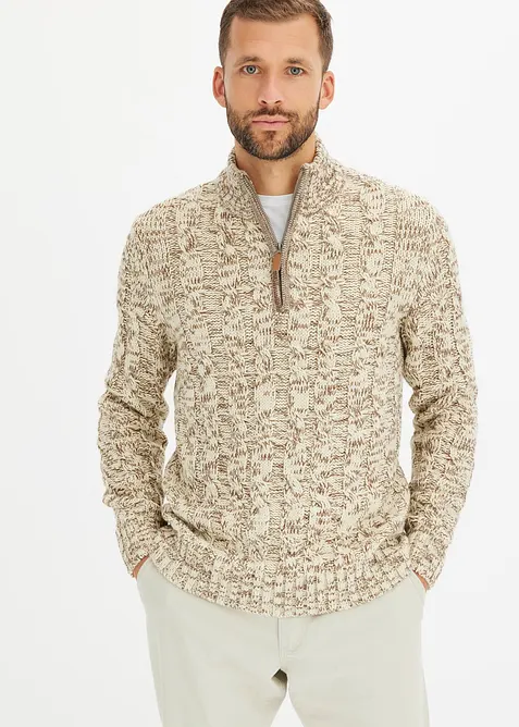 Pull camionneur chiné à torsades, bonprix