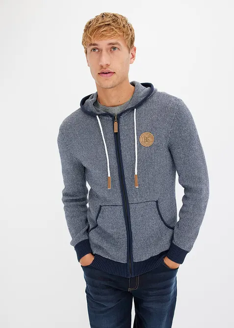 Strickjacke mit Kapuze aus reiner Baumwolle, bonprix
