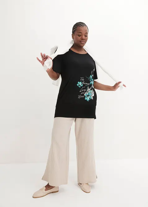 Shirt mit U-Boot Ausschnitt, Halbarm, bonprix