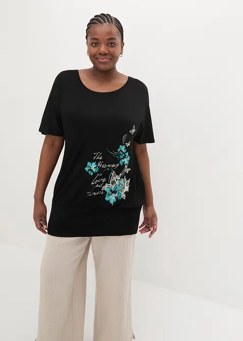 Shirt mit U-Boot Ausschnitt, Halbarm, bonprix